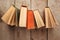 Various old books on wooden background, concept of knowledge, leisure time, university still life