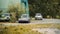 Various old damaged cars in a car junkyard including Citroen cars