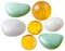 Various opal gem stones isolated on white