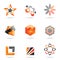 Various orange abstract icons, Set 2