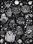 Various owls birds doodle set. Collection of hand drawn cute owls night birds of various shapes and sizes showing faces