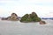 Various panoramic views of the port, roadstead, and coastline of the Halong bay, Port of Campha, Vietnam. October, 2020.