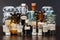 Various pharmacy bottles of homeopathic medicine