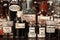 Various pharmacy bottles of homeopathic medicine