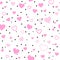 Various pink and red hearts are repeated. Seamless pattern for Valentine`s day, mother`s day, birthday, wedding, birth