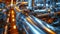 Various Pipes at an Industrial Facility extreme closeup. Generative AI