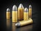 Various pistol bullets  on black background. 3D illustration