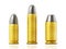 Various pistol bullets  on white background. 3D illustration