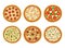 Various pizza collection set on white background