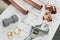 Various Plumbers Tools and Plumbing Materials on Architectural H