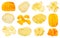 Various potato chips isolated on white