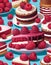 Various raspberry desserts, vector, AI