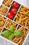 Various raw wholegrain pasta in white wooden box