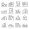 Various Real Estate Property Modern Style Buildings vector line icon set