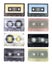 Various retro audio cassettes isolated on white background