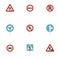 Various road signs icons set, flat style