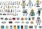 Various robots and spare parts for your own robot