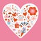 Various romantic objects in the shape of a heart, cartoon style. Valentine's Day concept. Design for greeting card