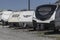 Various RV Motorhomes on display at a dealership. Owning a motorhome is a cost effective way to see the country