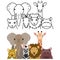 Various safari animals group set