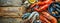 Various seafood on a wooden background. Selective focus.