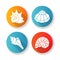 Various seashells flat design long shadow glyph icons set