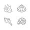 Various seashells pixel perfect linear icons set