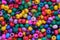 Various sewing Colorful wooden beads as background