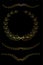 Various shape golden doodle laurel wreath icon, for your title border, at black background