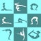 Various Silhouette Pose Yoga Posture Vector Illustration Set