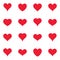 Various simple red heart icons