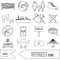 Various simple refugees theme outline icons set
