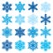 Various snowflake shapes decorative winter set vector illustration