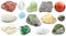 Various specimens on natural mineral rocks