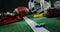 Various sports equipment on artificial turf 4k