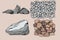 Various stones collection. Stones seamless pattern