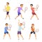 Various tennis players. Vector characters in action poses