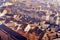 Various tiled roofs historical buildings in Strasbourg city center