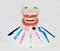 Various toothbrushes, mirror and dental floss with teeth model