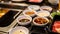 Various type of dipping sauce for the Japanese foods