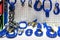 Various type of metal or steel lifting hook chain and accessories such as master link shackle screw pin hammerlock connector for