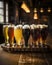 Various types of beers, freshly poured into glasses, showcasing a delightful assortment of draft beverages.
