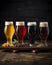 Various types of beers, freshly poured into glasses, showcasing a delightful assortment of draft beverages.