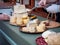 Various types of cheese at the street food festival