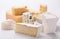 Various types of cheeses.