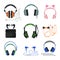Various Types of Earphones Set, Headphones, Earbuds, Headset, Wired and Wireless Accessories for Music Listening or