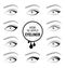 Various types of eyeliner, vector set