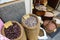 Various types of legumes on sale in Norcia, Italy