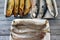 Various types of Raw Fishes of Mackerel fish, Saurida undosquamis, the brushtooth lizardfish, large-scale grinner or largescale