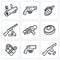 Various types of weapons icons set. Vector Illustration.